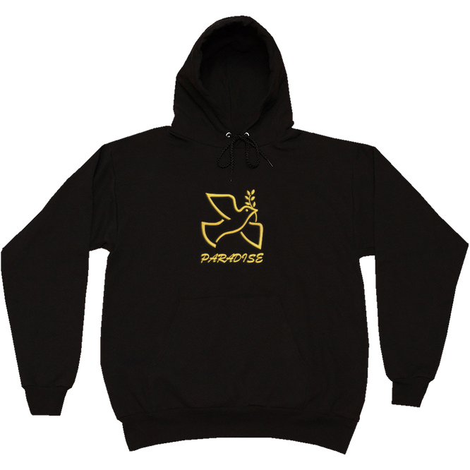 Paradise - Dove of Paradise Embroidered Pullover Hoodie (Black)