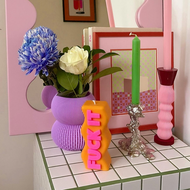 świeczka Wavey Casa Fuck it orange/pink