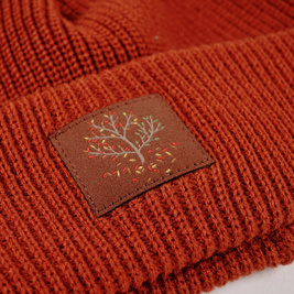 magenta tree beanie orange