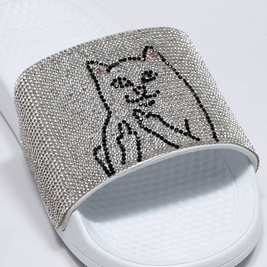 ripndip Lord Nermal rhinestone slides white