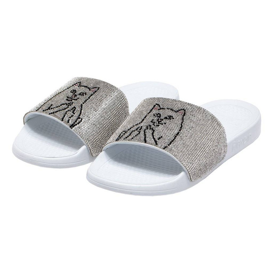 ripndip Lord Nermal rhinestone slides white