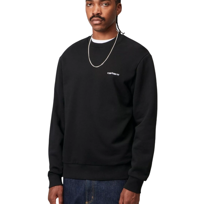 crewneck Carhartt WIP Script Embroidery Sweatshirt (Black)