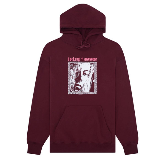 Fucking Awesome sad world hoodie maroon