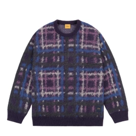 sweter Dime Plaid Mohair Knit purple