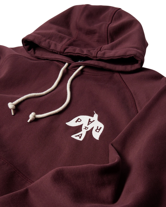 Bluza by Parra Crow logo hooded sweatshirt dark burgundy