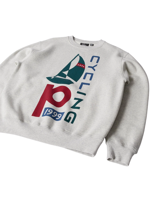 Bluza by Parra Sail bike crewneck sweatshirt grey