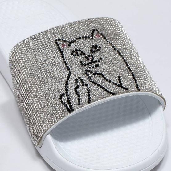 ripndip Lord Nermal rhinestone slides white