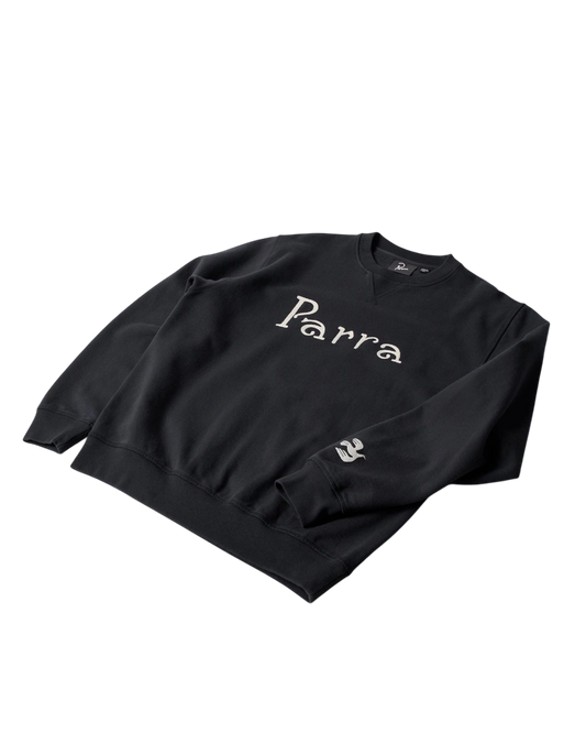 Bluza by Parra Weird trad logo crewneck dark navy