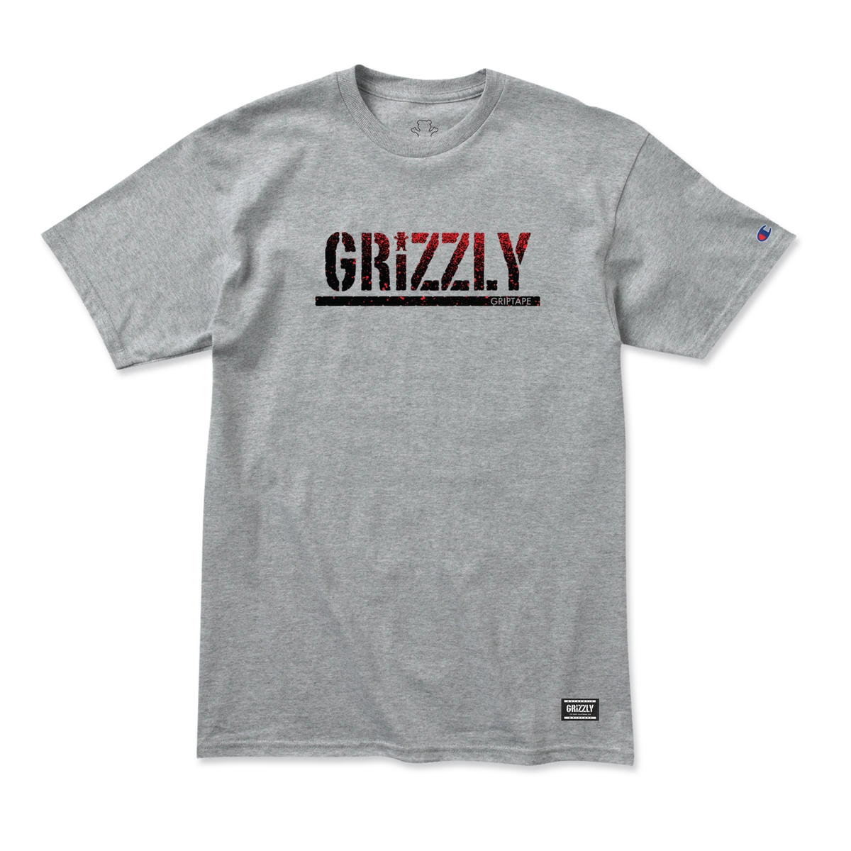 Grizzly Lowercase Fadeaway Champion T Shirt Heather Grey