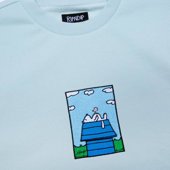 ripndip not today embroidered art crewneck light blue