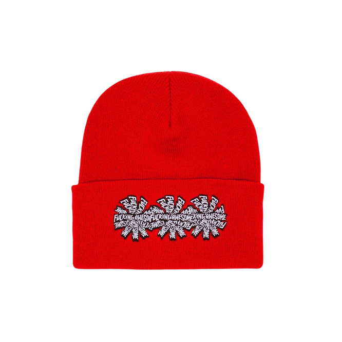 Fucking Awesome 3 spiral cuff beanie red