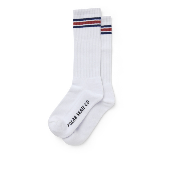 polar stripe socks long white/navy/rust