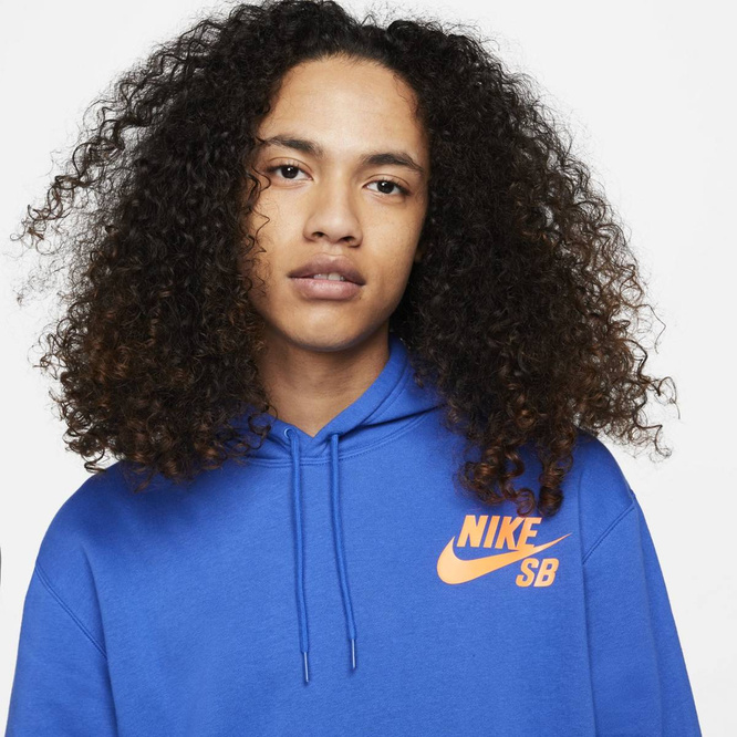 Nike Sb Icon Pullover Skate Hoodie Game Royal/total Orange