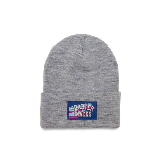 quartersnacks Rubber Label Beanie — Grey