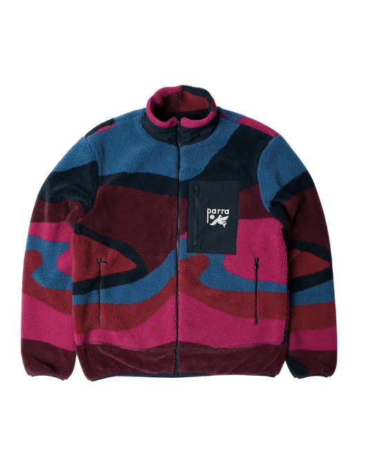 Bluza by Parra Full ftp booster polar fleece jacket red