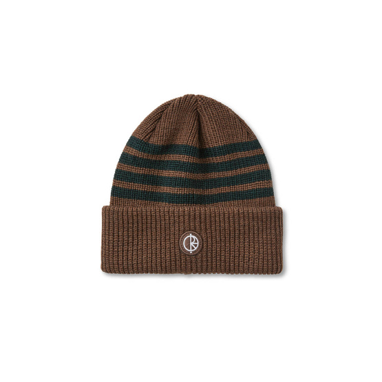 Polar Stripe Merino Beanie (Brass/Dark Green)