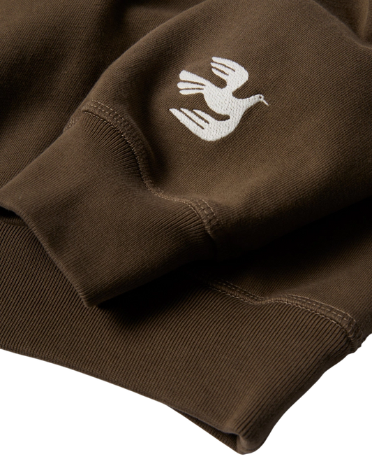Bluza by Parra Weird trad logo crewneck brown