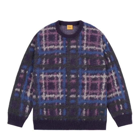 sweter Dime Plaid Mohair Knit purple