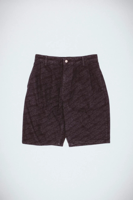 Fucking Awesome - Baggy Pleated Denim Laser Stamp Shorts (Black)