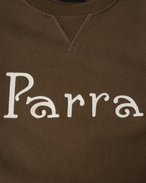 Bluza by Parra Weird trad logo crewneck brown