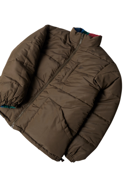 kurtka by Parra Protect The Sun Reversible Puffer Jacket (Brown)