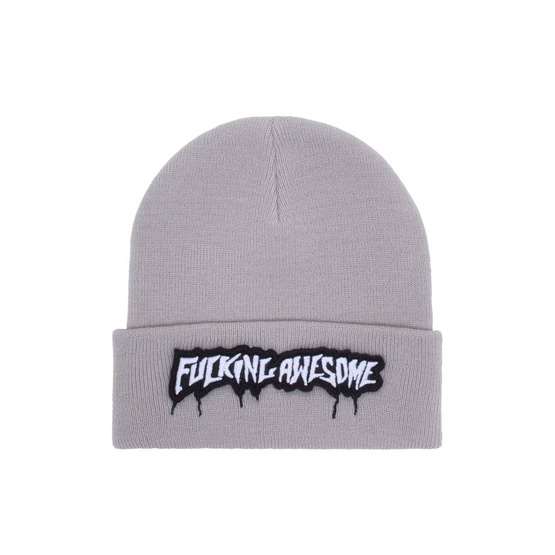 Fucking Awesome velcro stamp cuff beanie grey