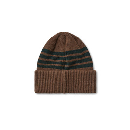 Polar Stripe Merino Beanie (Brass/Dark Green)