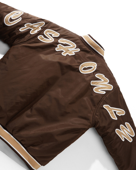 Cash Only Spell Out Bomber Jacket (Brown)