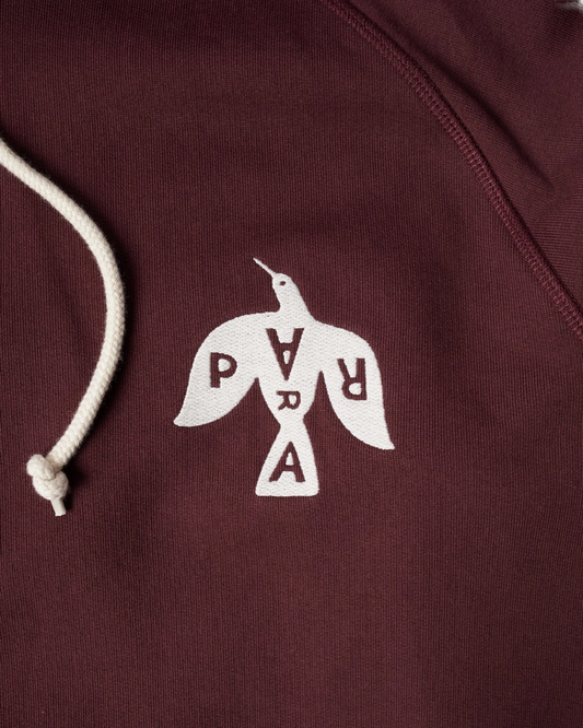 Bluza by Parra Crow logo hooded sweatshirt dark burgundy