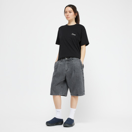 Dime Pleated Denim Shorts faded black
