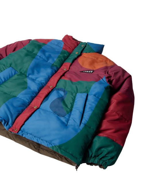 kurtka by Parra Protect The Sun Reversible Puffer Jacket (Brown)