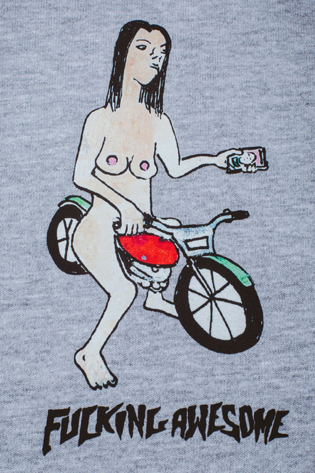 Fucking Awesome Bike Girl Short Sleeve Tee (Heather Grey)