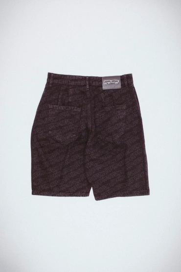 Fucking Awesome - Baggy Pleated Denim Laser Stamp Shorts (Black)