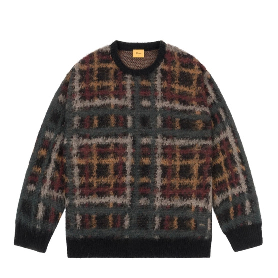 sweter Dime Plaid Mohair Knit (Black)