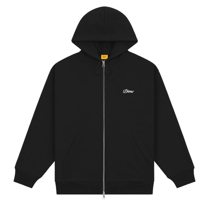 Dime Cursive Small logo Zip hoodie vintage black