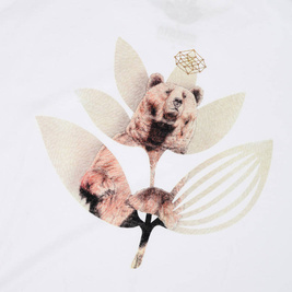 magenta bear plant tee white