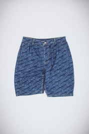 Fucking Awesome - Baggy Pleated Denim Laser Stamp Shorts (Blue)