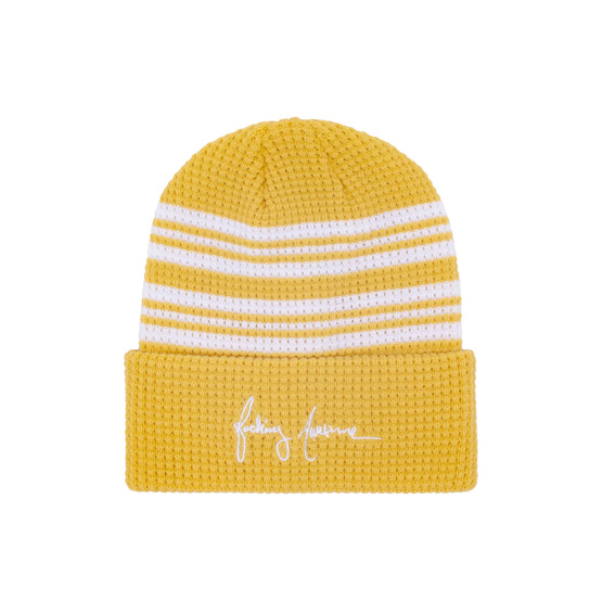 Fucking Awesome - Cursive Waffle Cuff Beanie (Yellow)