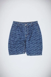 szorty Fucking Awesome - Baggy Pleated Denim Laser Stamp Shorts (Blue)