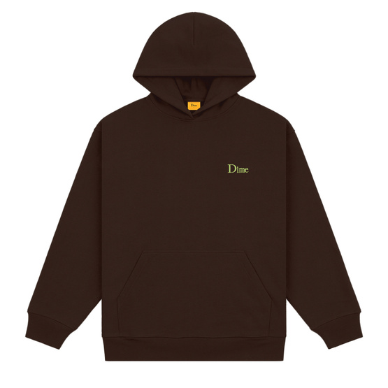  Dime classic small logo hoodie deep brown