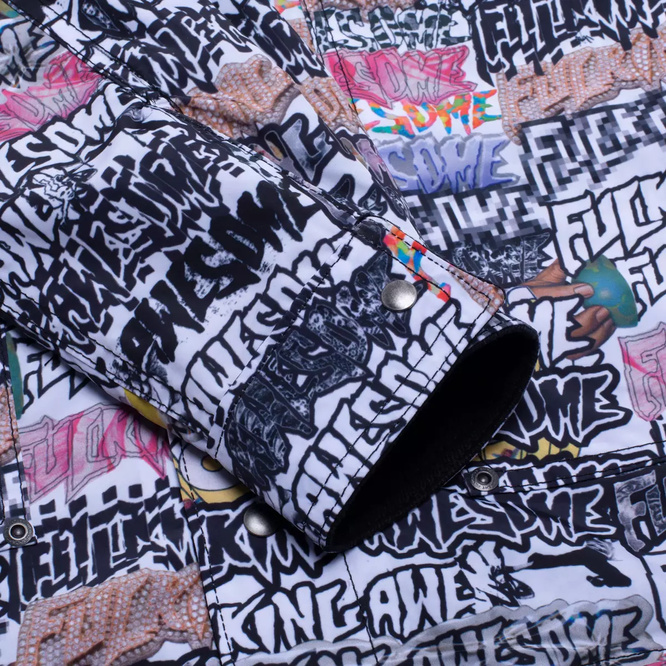 kurtka Fucking Awesome  Reversible Chore Jacket - Sticker Stamp All-Over Print