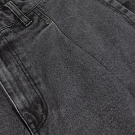 Dime Pleated Denim Shorts faded black