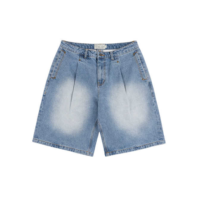 Dime Pleated Denim Shorts blue washed