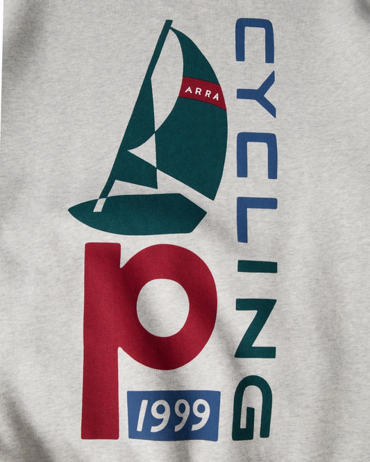 Bluza by Parra Sail bike crewneck sweatshirt grey