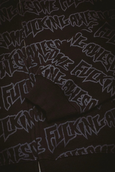 Fucking Awesome AOP Stamp Zipped Hoodie (Black/Reflective)