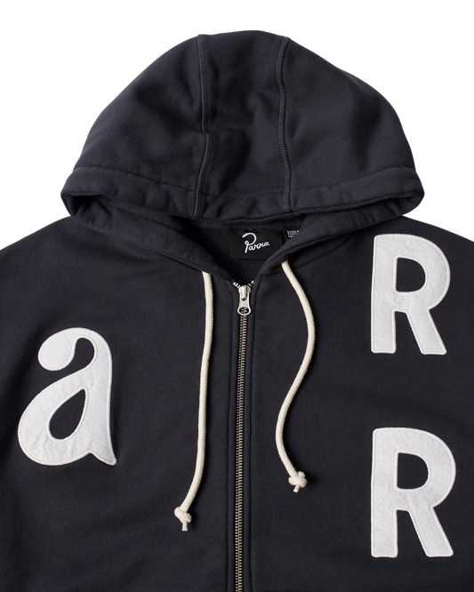 Bluza by Parra Word salad zip hooded sweatshirt dark navy