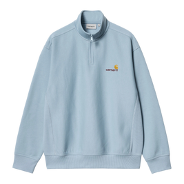 crewneck Carhartt WIP Half Zip American Script Sweatshirt (Frosted Blue)
