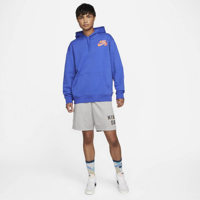 Nike Sb Icon Pullover Skate Hoodie Game Royal/total Orange