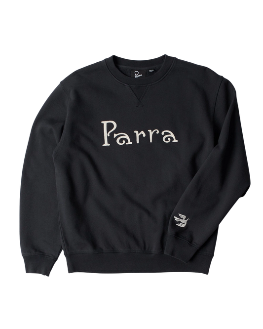 Bluza by Parra Weird trad logo crewneck dark navy