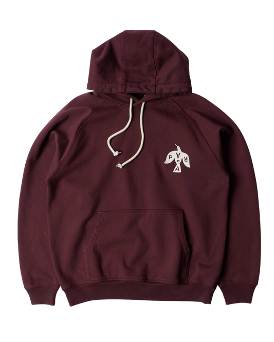 Bluza by Parra Crow logo hooded sweatshirt dark burgundy